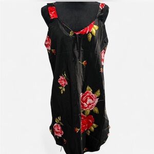 Vintage black rose floral slip dress y2k women’s medium